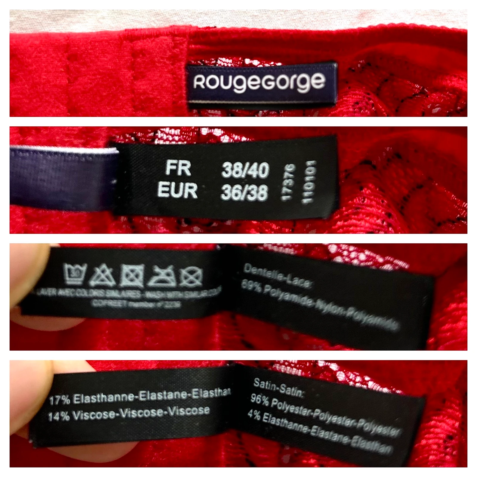 Sutiã vermelho de renda Tamanho 90B + porta-cintas vermelho Tamanho 38/40 poliéster – photo 11